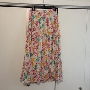 Lulu's Floral Tiered Maxi Skirt — Pink, Yellow & Green